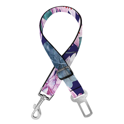 Vintage Lotus Flower Print Dog Seat Belt