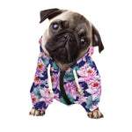 Vintage Lotus Flower Print Dog Zip Up Hoodie