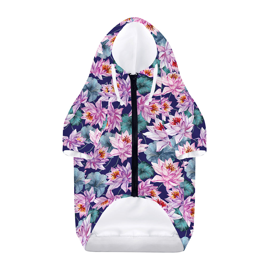 Vintage Lotus Flower Print Dog Zip Up Hoodie