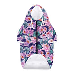 Vintage Lotus Flower Print Dog Zip Up Hoodie