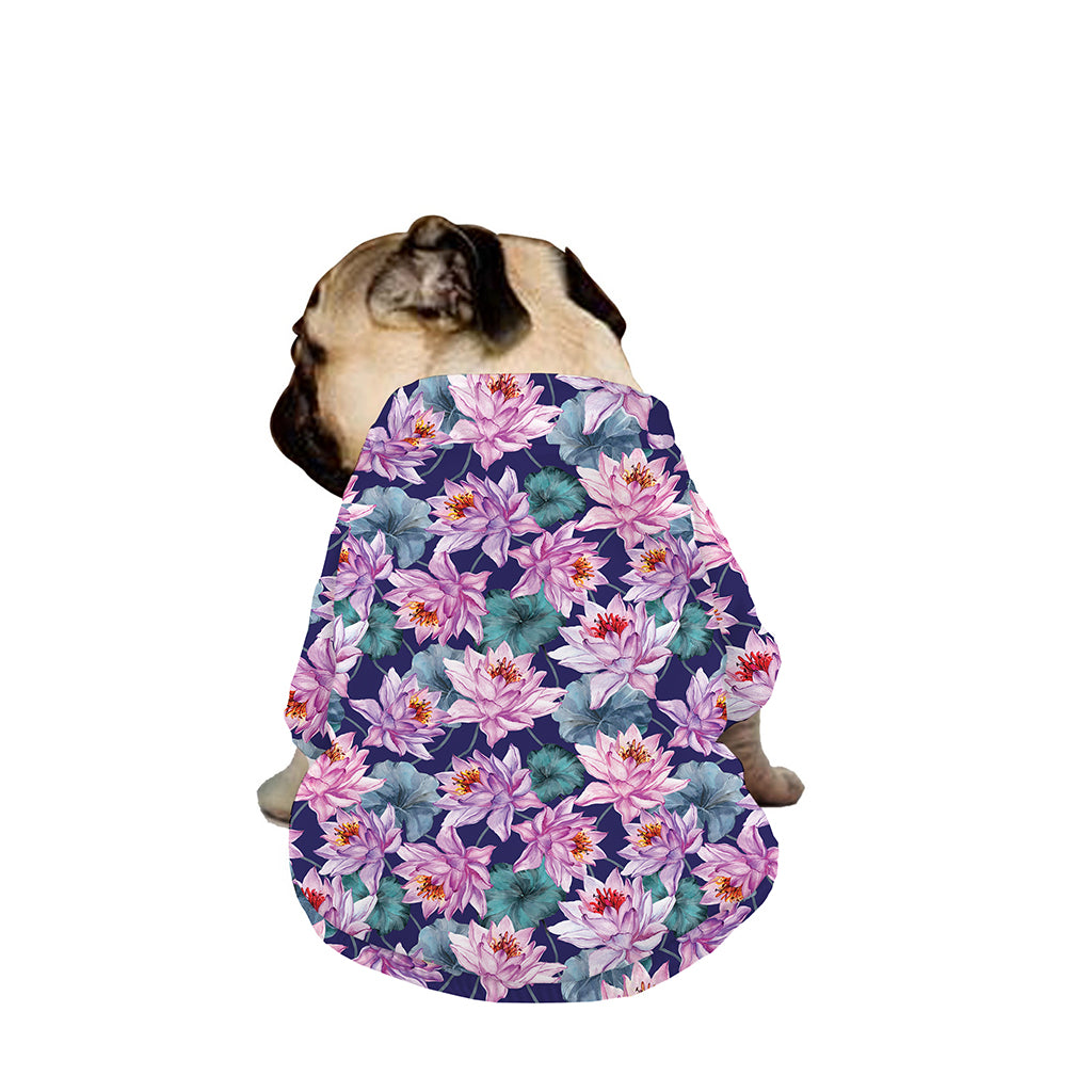 Vintage Lotus Flower Print Dog Zip Up Jacket
