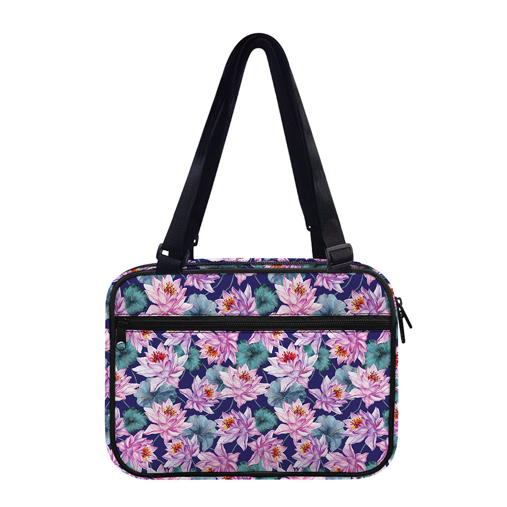 Vintage Lotus Flower Print Double Strap Bible Bag