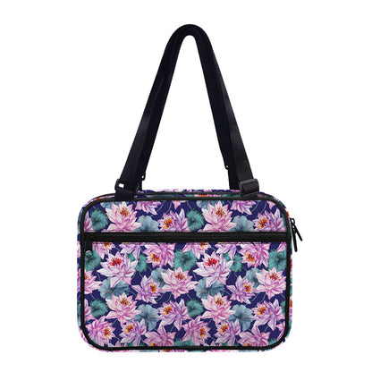 Vintage Lotus Flower Print Double Strap Bible Bag