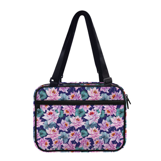 Vintage Lotus Flower Print Double Strap Bible Bag
