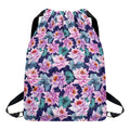 Vintage Lotus Flower Print Drawstring Backpack