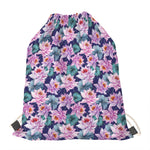 Vintage Lotus Flower Print Drawstring Bag