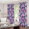 Vintage Lotus Flower Print Extra Wide Grommet Curtains