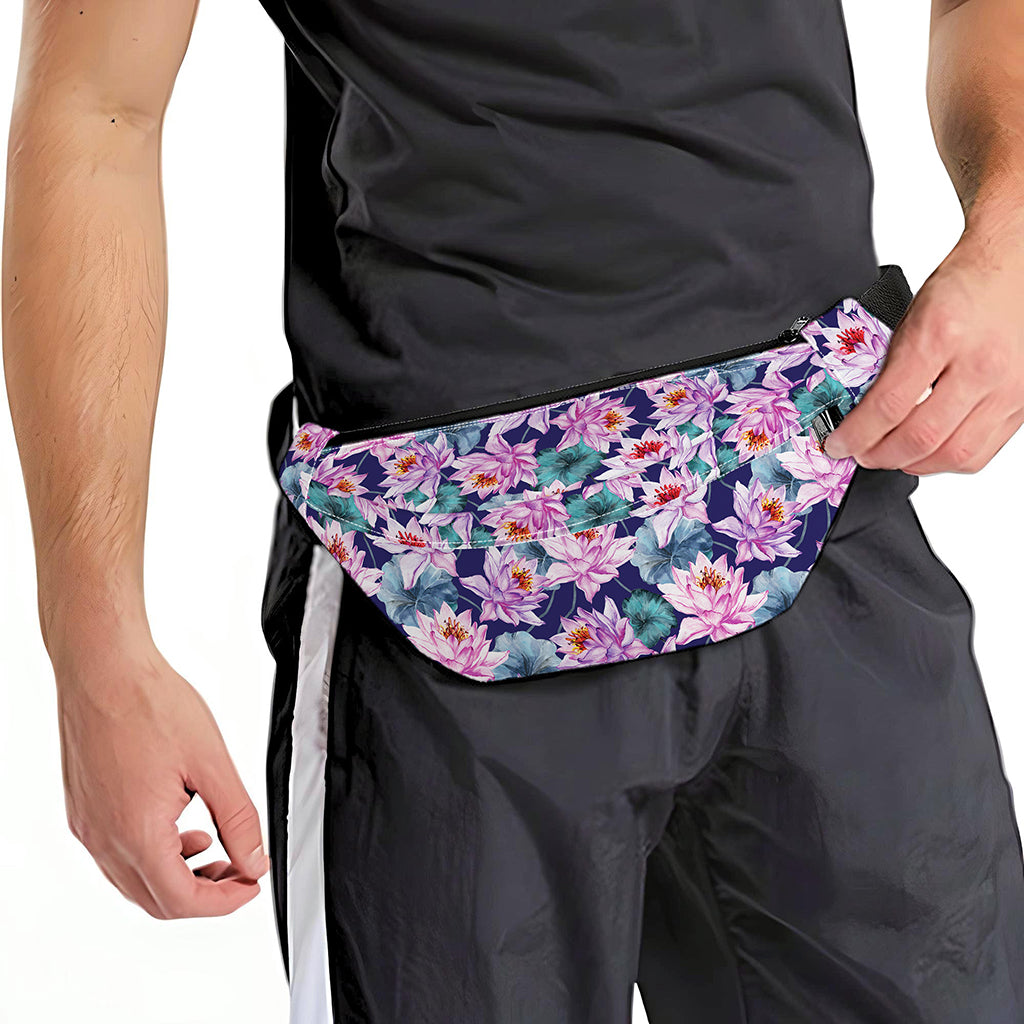 Vintage Lotus Flower Print Fanny Pack