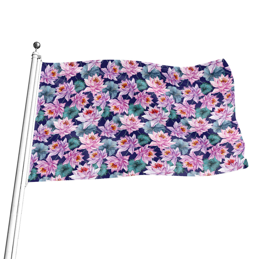 Vintage Lotus Flower Print Flag