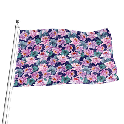 Vintage Lotus Flower Print Flag
