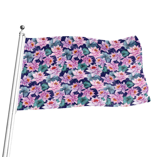 Vintage Lotus Flower Print Flag