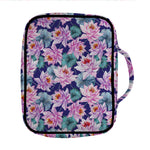 Vintage Lotus Flower Print Front Pocket Bible Bag