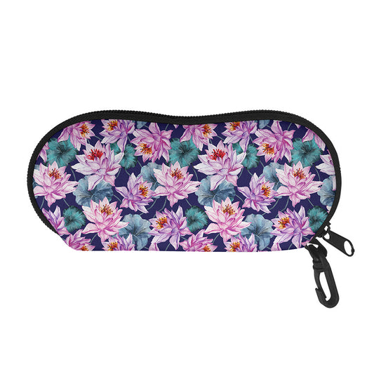 Vintage Lotus Flower Print Glasses Case