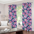 Vintage Lotus Flower Print Grommet Curtains
