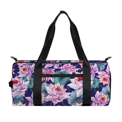 Vintage Lotus Flower Print Gym Bag
