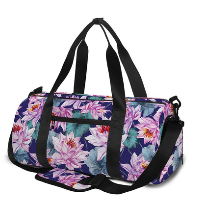 Vintage Lotus Flower Print Gym Bag