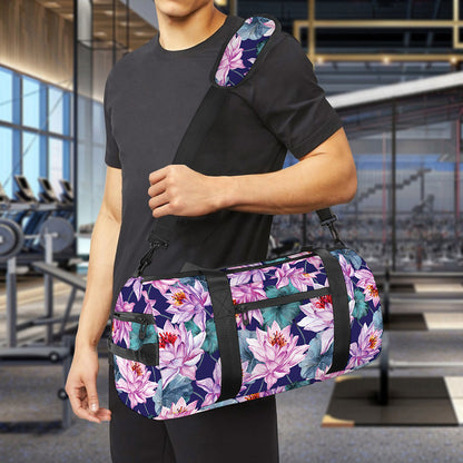 Vintage Lotus Flower Print Gym Bag