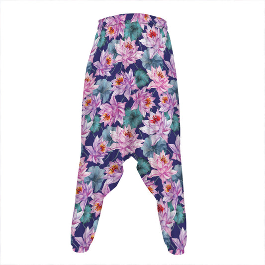 Vintage Lotus Flower Print Hammer Pants