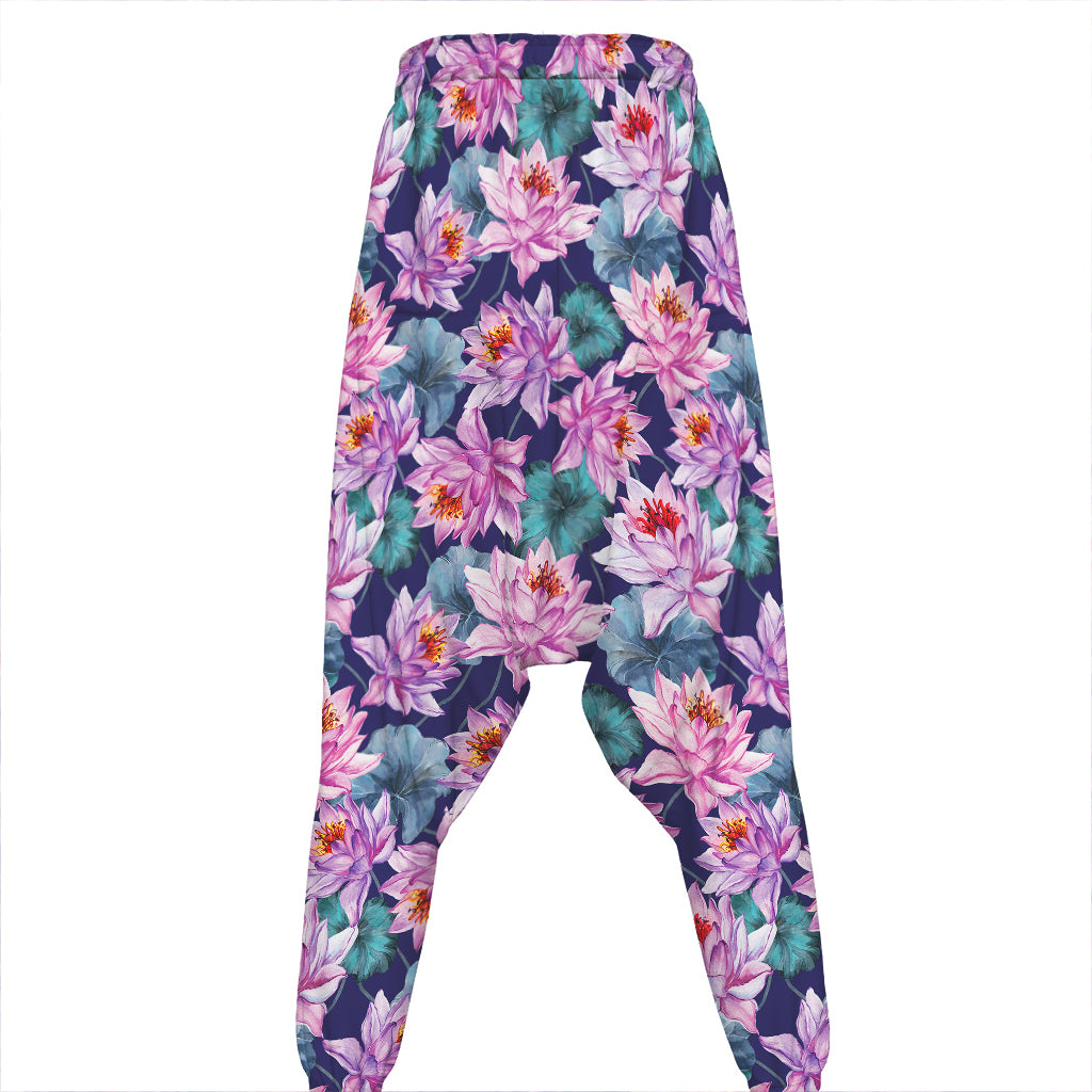 Vintage Lotus Flower Print Hammer Pants