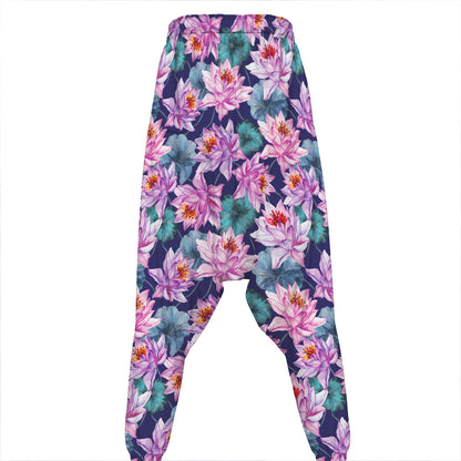Vintage Lotus Flower Print Hammer Pants