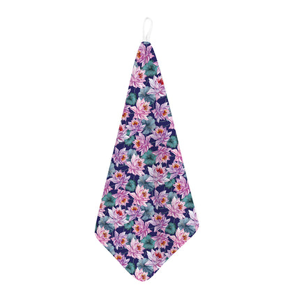Vintage Lotus Flower Print Hand Towel
