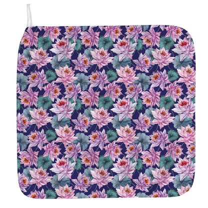 Vintage Lotus Flower Print Hand Towel