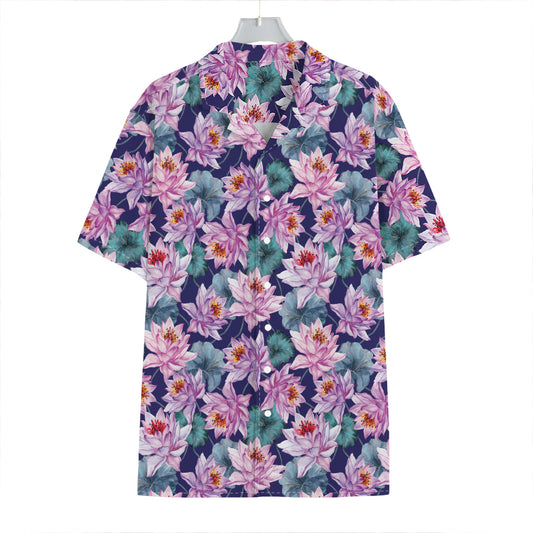 Vintage Lotus Flower Print Hawaiian Shirt