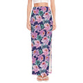 Vintage Lotus Flower Print High Slit Maxi Skirt
