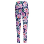 Vintage Lotus Flower Print High-Waisted Pocket Leggings