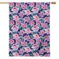 Vintage Lotus Flower Print House Flag