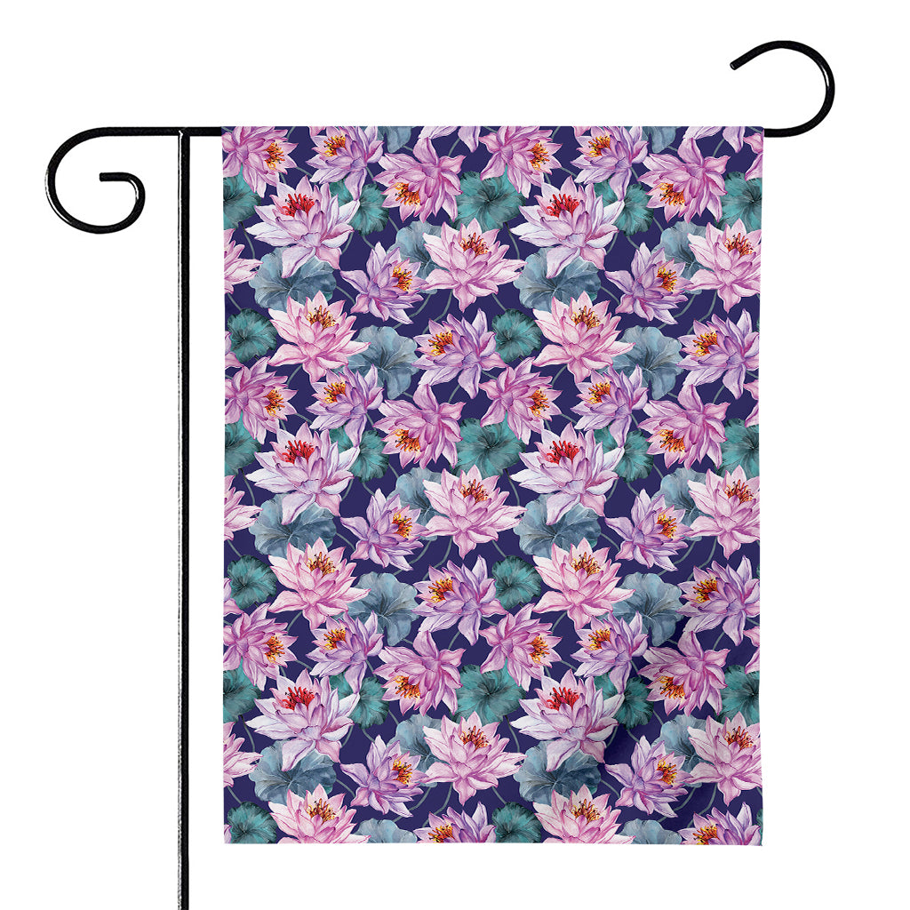 Vintage Lotus Flower Print House Flag