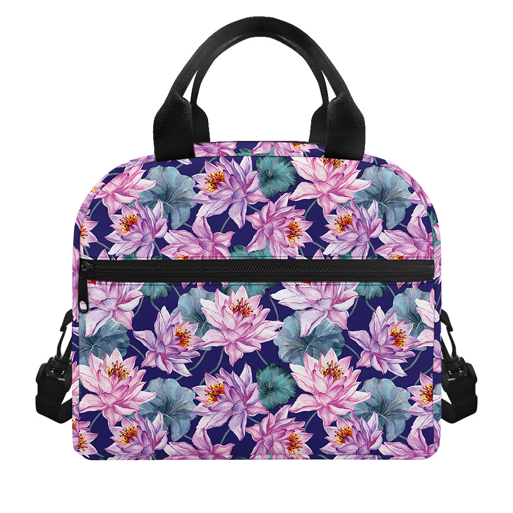 Vintage Lotus Flower Print Insulated Lunch Bag