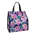 Vintage Lotus Flower Print Insulated Lunch Tote