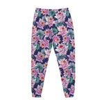 Vintage Lotus Flower Print Jogger Pants