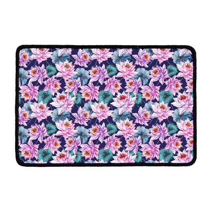 Vintage Lotus Flower Print Kitchen Mat