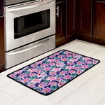 Vintage Lotus Flower Print Kitchen Mat