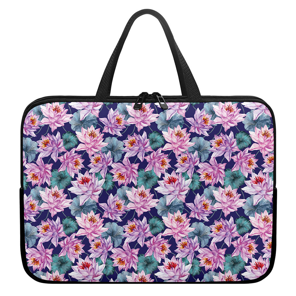 Vintage Lotus Flower Print Laptop Sleeve With Handle