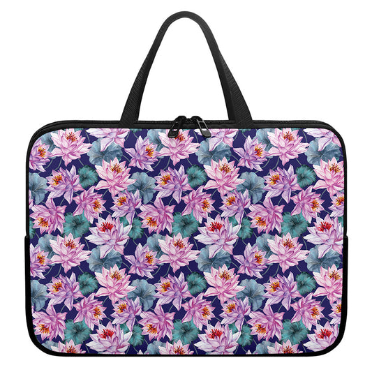 Vintage Lotus Flower Print Laptop Sleeve With Handle