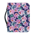 Vintage Lotus Flower Print Leather Bible Cover