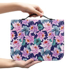 Vintage Lotus Flower Print Leather Bible Cover