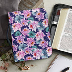 Vintage Lotus Flower Print Leather Bible Cover