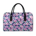 Vintage Lotus Flower Print Leather Duffel Bag