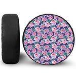 Vintage Lotus Flower Print Leather Spare Tire Cover