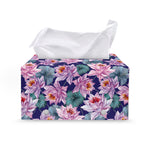 Vintage Lotus Flower Print Leather Tissue Box Cover