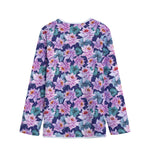 Vintage Lotus Flower Print Long Sleeve Short Coat