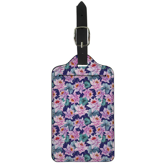 Vintage Lotus Flower Print Luggage Tag