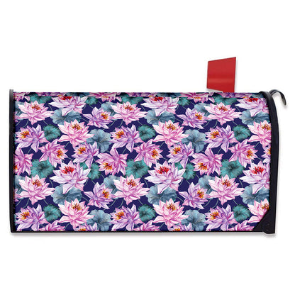 Vintage Lotus Flower Print Mailbox Cover