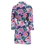 Vintage Lotus Flower Print Men's Bathrobe