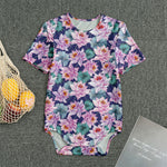Vintage Lotus Flower Print Men's Bodysuit