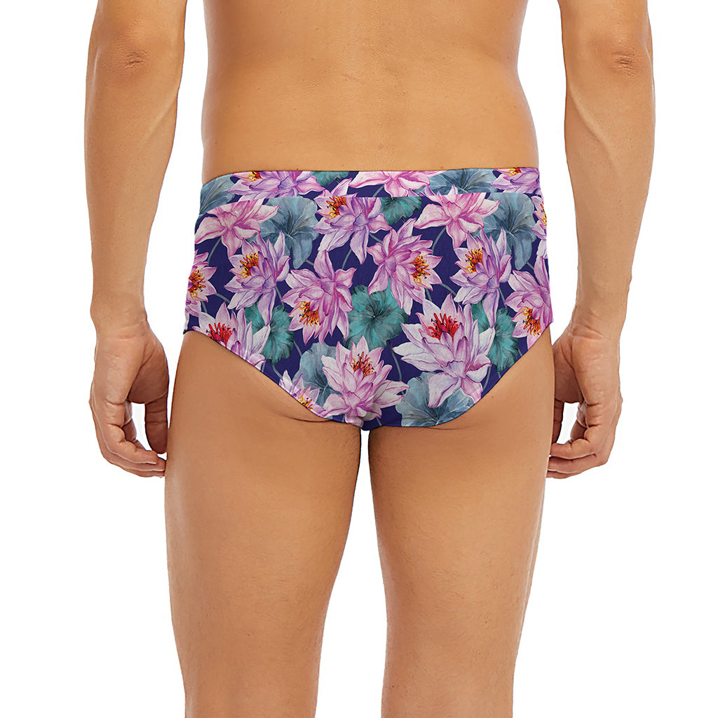 Vintage Lotus Flower Print Men's Briefs